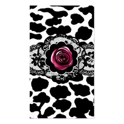 311-Leopard Lace & Pink Rose Business Card Templates by Jill311