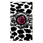 311-Leopard Lace &amp; Pink Rose Business Card Templates