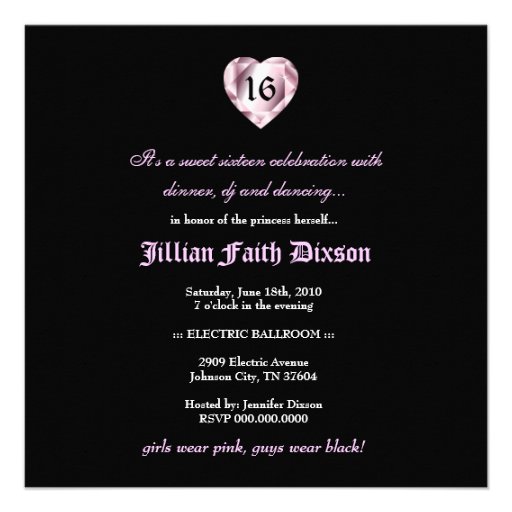 311-Leopard-Tique Queen of Hearts Sweet 16 Custom Announcements