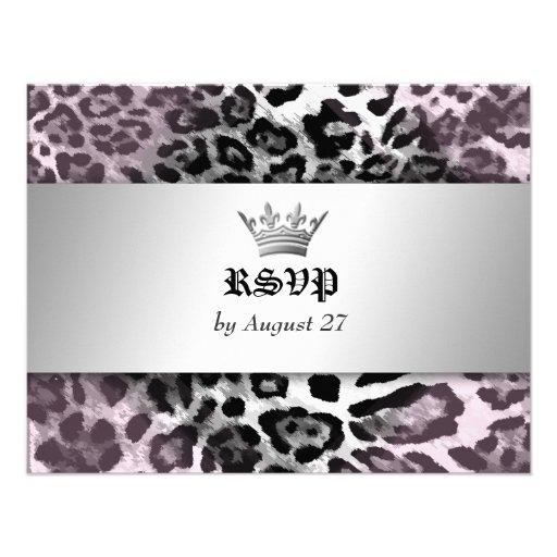 311-Leopard-Tique Queen of Hearts Sweet 16 RSVP Personalized Announcements