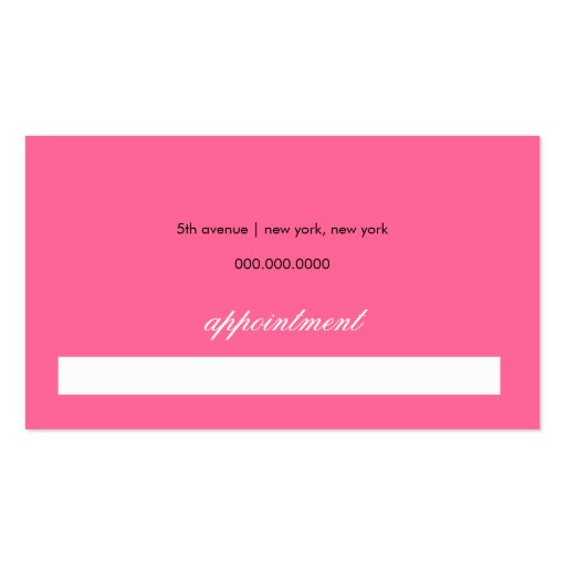 311 Les Cheveux Pink Business Cards (back side)
