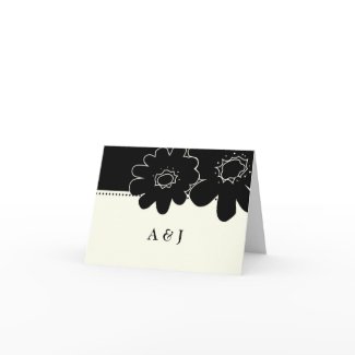 311-Les Fleurs Black Thank you card