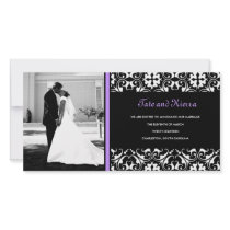 311-LILAC DAMASK WEDDING PHOTO CARD photo cards