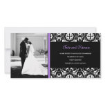 311-LILAC DAMASK WEDDING PHOTO CARD