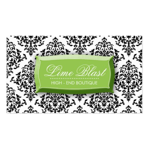 311 Lime Blast Damask Lime Green Business Card (front side)
