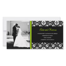 311-LIME DAMASK WEDDING PHOTO CARD photo cards