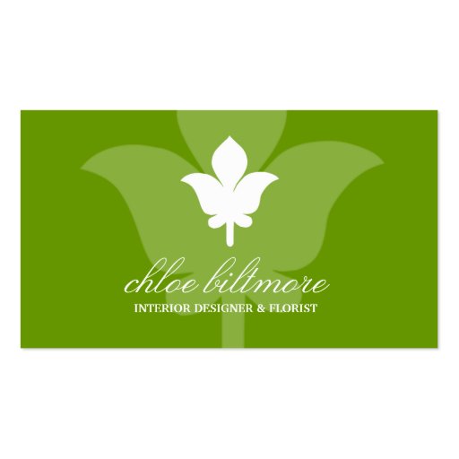 311 Lime Floral Flare Business Card Template (front side)