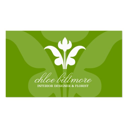 311 Lime Floral Flare Business Cards (front side)