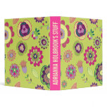 311-Lime Retro Flowers Vinyl Binders
