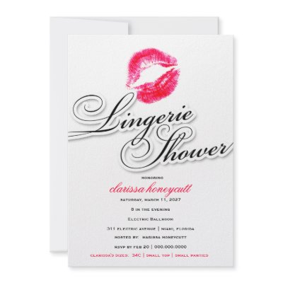 311-Lingerie Shower - Candy Red Kisses Custom Invitations by Jill311