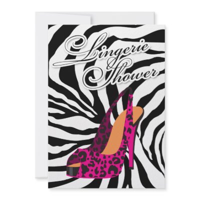 311-Lingerie Shower - Hot Pink Leopard Heel Custom Invitation by Jill311