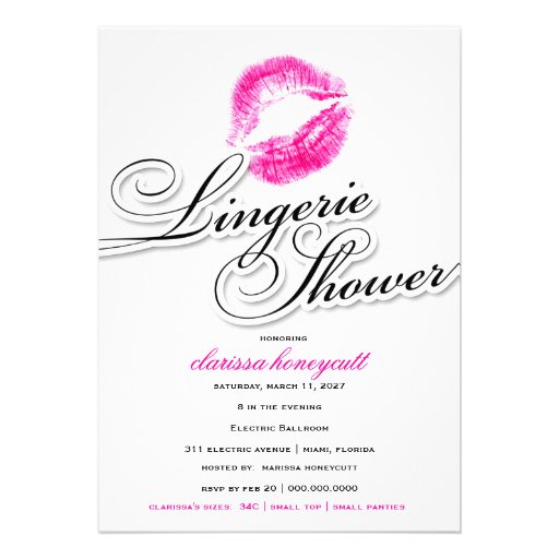 311-Lingerie Shower - Pink Kisses Custom Invite