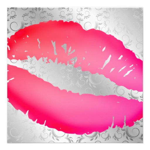 311-Lipstick Kisses | Silver Divine Custom Invitations