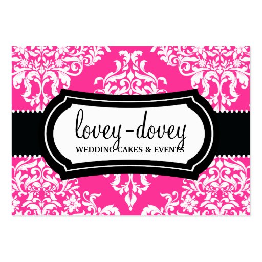 311 Lovey Dovey Damask Appointment Card Hot Pink Business Card Templates (front side)