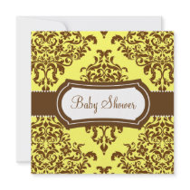 311 Lovey Dovey Damask Baby Shower Tropical Banana Invitations
