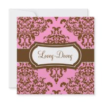 311 Lovey Dovey Damask Gift Certificate Pink Choco Custom Announcement