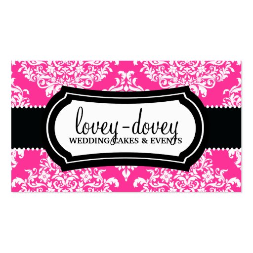 311 Lovey Dovey Damask Hot Pink Business Card