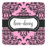 311 Lovey Dovey Damask Sticker Pink