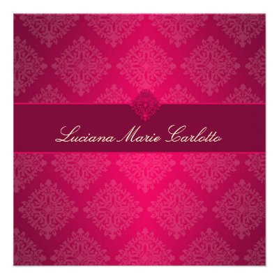 311- Luciana Hot Pink Fade Damask Invitation