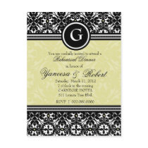 311-LUSCIOUS LEMON DAMASK INVITATION postcards