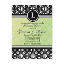 311-LUSCIOUS LEMON-LIME DAMASK INVITATION postcards