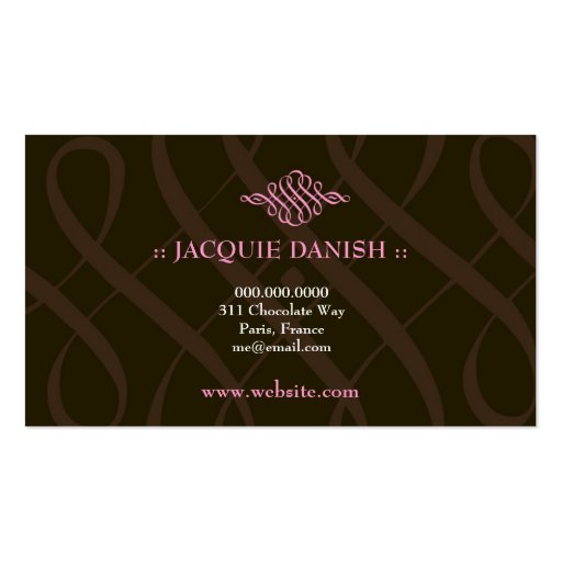 311-LUSCIOUS PINK & CHOCOLATE BUSINESS CARD TEMPLATE (back side)