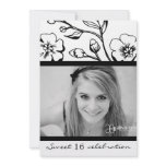 311-Lush Black & White Sweet 16 or Graduation Announcement