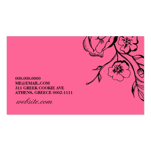 311-Lush Pink Black Business Card Template (back side)