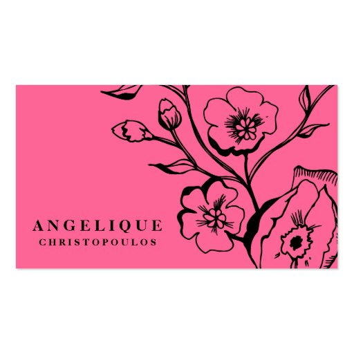 311-Lush Pink Black Business Card Template (front side)