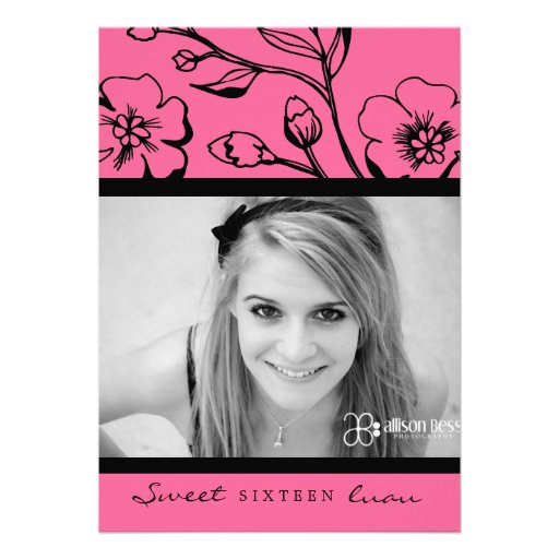 311-Lush Pink Sweet 16 or Graduation Custom Invitations