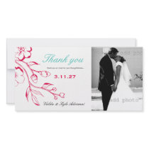 311-Lush Rouge Floral Thank you Photo Card