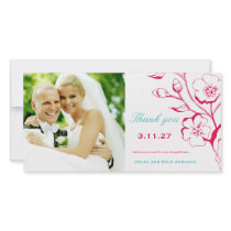 311-Lush Rouge Floral Thank you Custom Photo Card