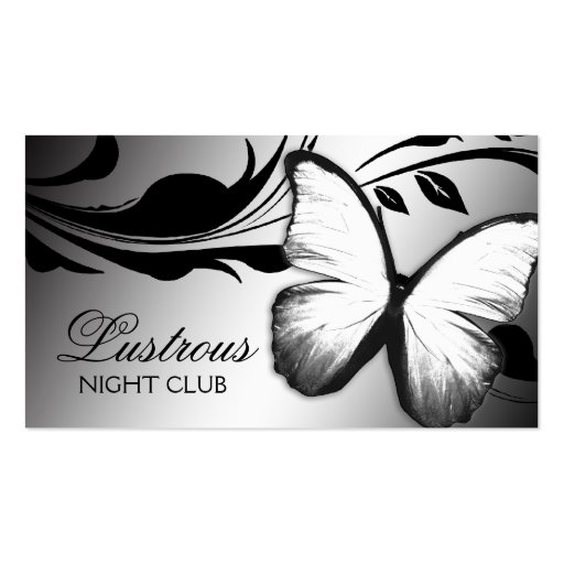 311 Lustrous Butterfly Black White Business Card Template (front side)