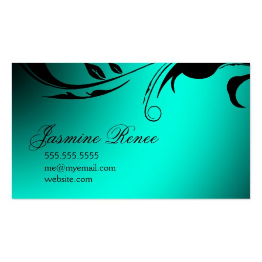 311 Lustrous Butterfly Turquoise Blue Business Cards (back side)