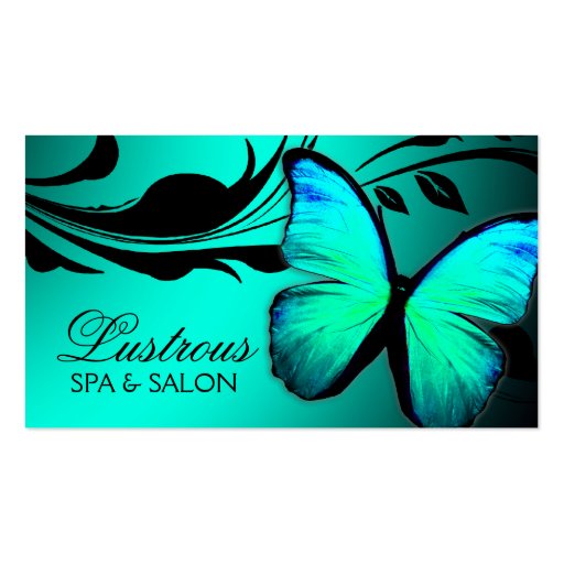 311 Lustrous Butterfly Turquoise Blue Business Cards (front side)