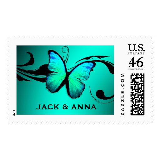 311 Lustrous Butterfly Turquoise Blue Stamp