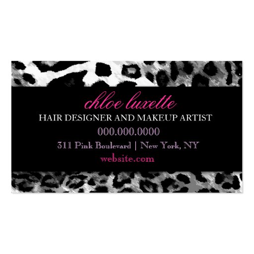 311 Luxuriously Leopard Damask Monogram Business Card (back side)