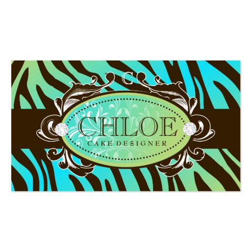 311 Luxuriously Oceanic Zebra Monogram Business Card Templates (front side)