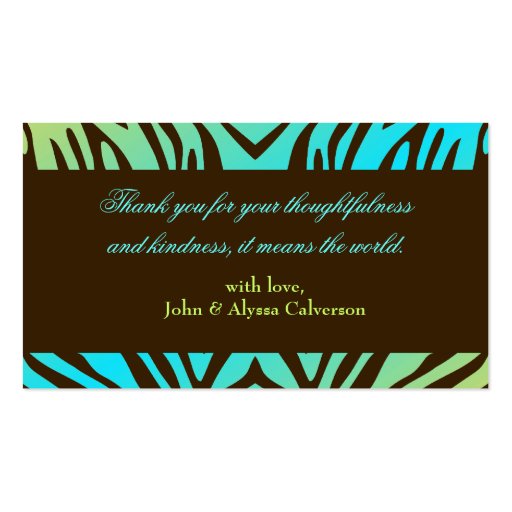 311-Luxuriously Oceanic Zebra Thank You Tags Business Card (back side)