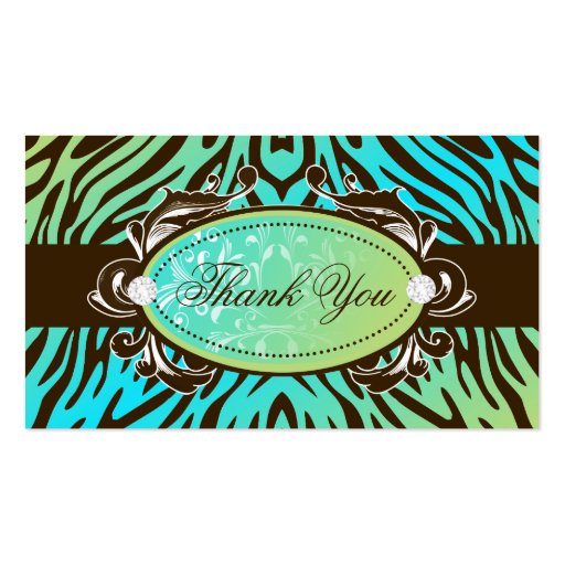 311-Luxuriously Oceanic Zebra Thank You Tags Business Card (front side)