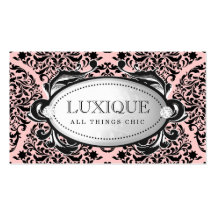 311 Luxuriously Peach Black Damask Business Card