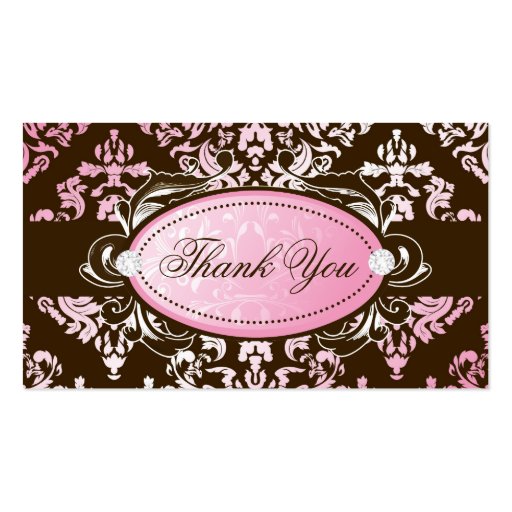 311-Luxuriously Pink Brown Damask Thank You Tags Business Card Templates