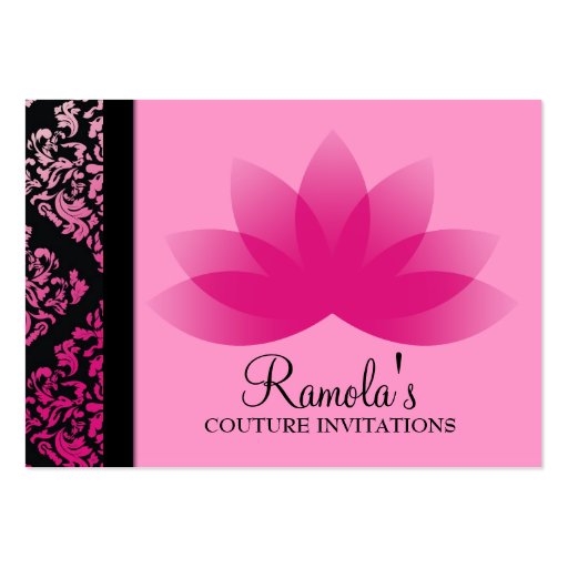 311 Luxuriously Pink Damask Lotus Business Cards (front side)