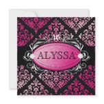 311-Luxuriously Pink Damask Sweet 16 Invite