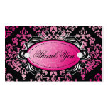 311-Luxuriously Pink Damask Thanks You Hang Tags Business Cards
