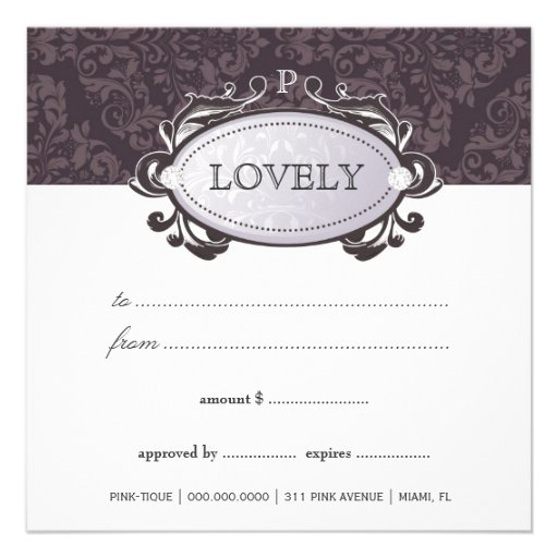 311 Luxuriously Purple Gray Certificate Custom Invites