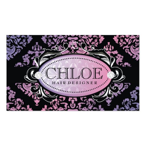 311-Luxuriously Sweetheart Damask Monogram Business Card Templates (front side)