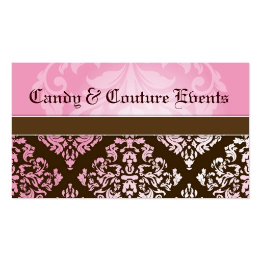 311 Luxuriously Vincelette Damask 2 Pink Brown Business Card Template