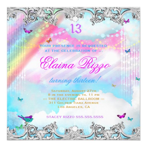 311 Magical Candy Wonderland Silver Trim Personalized Invitation