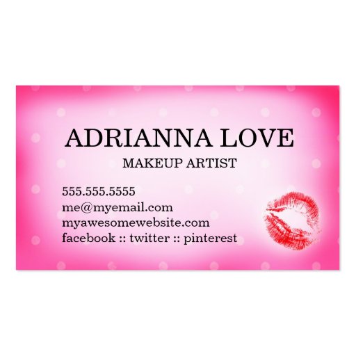 311 Makeup Artist Lets Kiss and Makeup Business Card (back side)